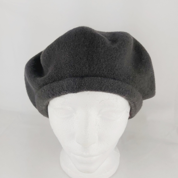 WOOL beret black hat with lining - Picture 1 of 5